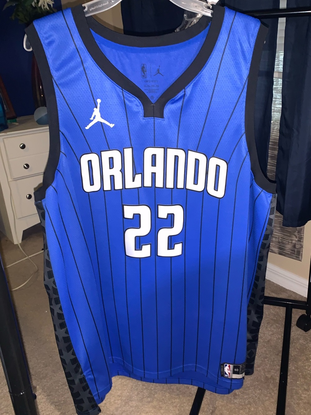 NBA Jordan Orlando Magic Blue & Black Pinstripe Jersey #22
